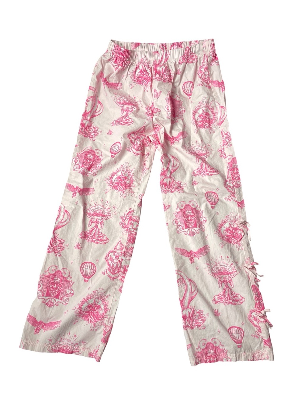 Wicked x Katie Kime Toile Print Pajama Pants Bow Side XL 14 Excellent Condition